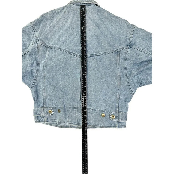 Vtg Denim Jacket Womens Medium Cropped Lace Boho Western 80s Rodeo Jean Boxy - Picture 15 of 15